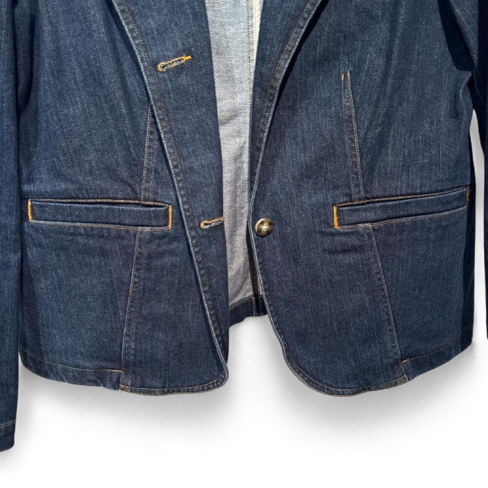 L.L. Bean Women's Size 16 Blue Cotton Denim Blazer Jacket - Picture 8 of 8
